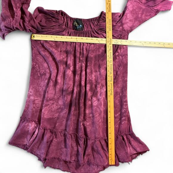 Revolve Blue Life Callista Dress Tie Dye Off Shoulder Boho Plum Asymmetrical XS - Picture 14 of 15